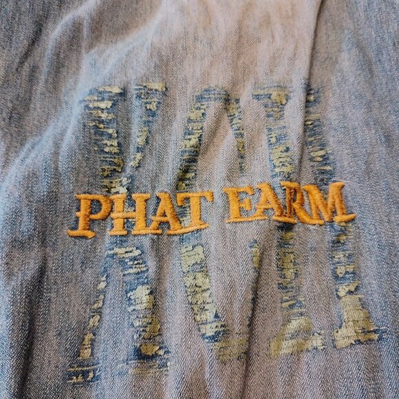Phat Farm Denim Jeans Men's 32 x 33 Embroidered Logo Y2K Urban Hip Hop Brownish - Picture 2 of 14